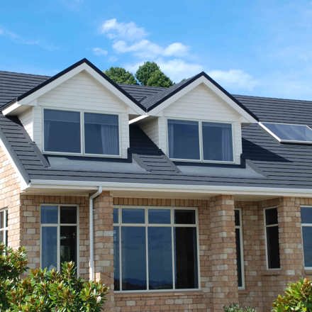 Brick home, with CF Slate, steel roof