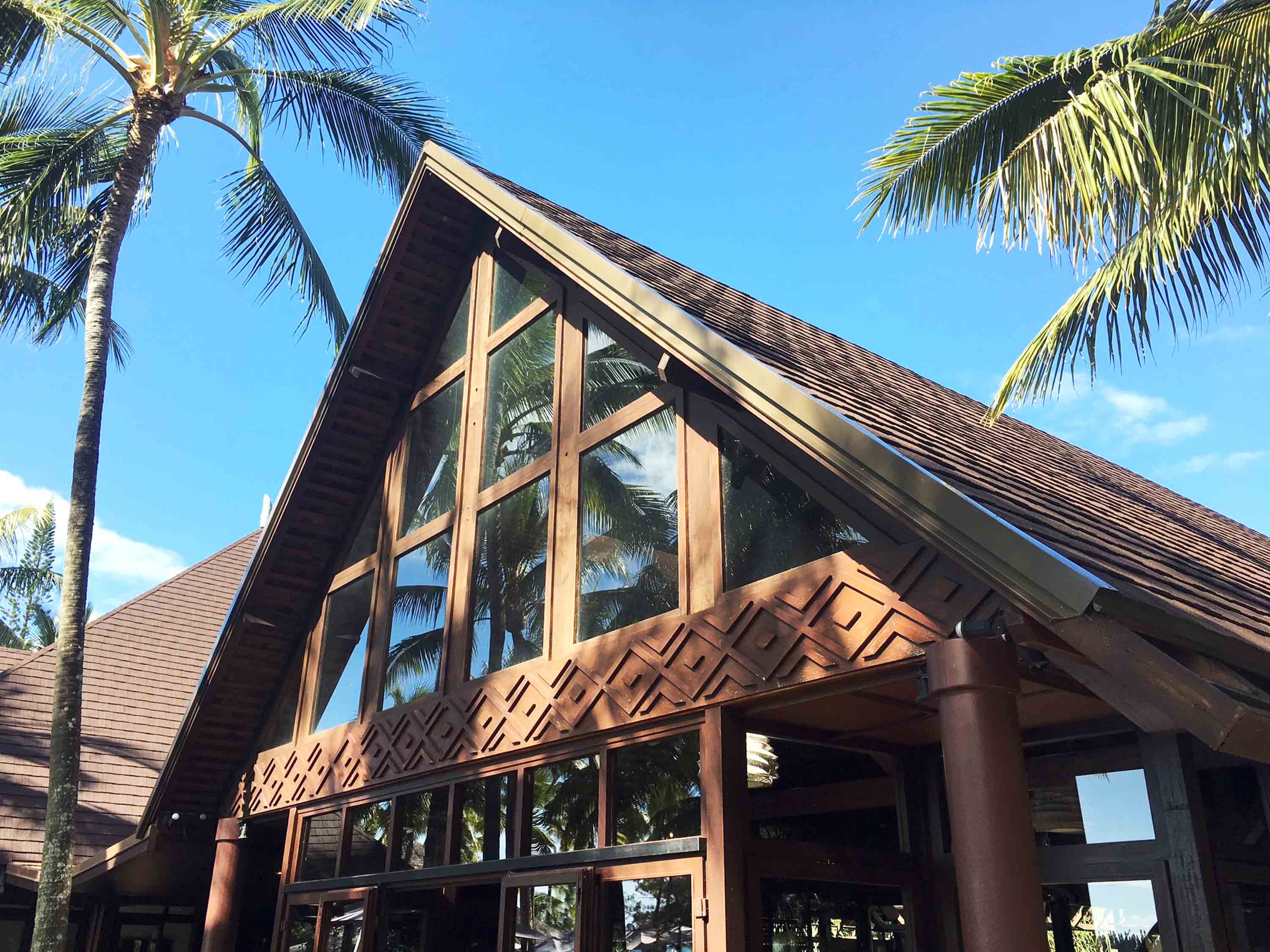 Resort re-roofed with CF Slate, Walnut metal panels.